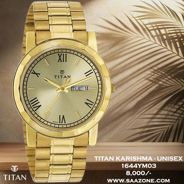 Titan Quartz Champagne Dial Unisex 1644YM03