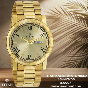 Titan Quartz Champagne Dial Unisex 1644YM03