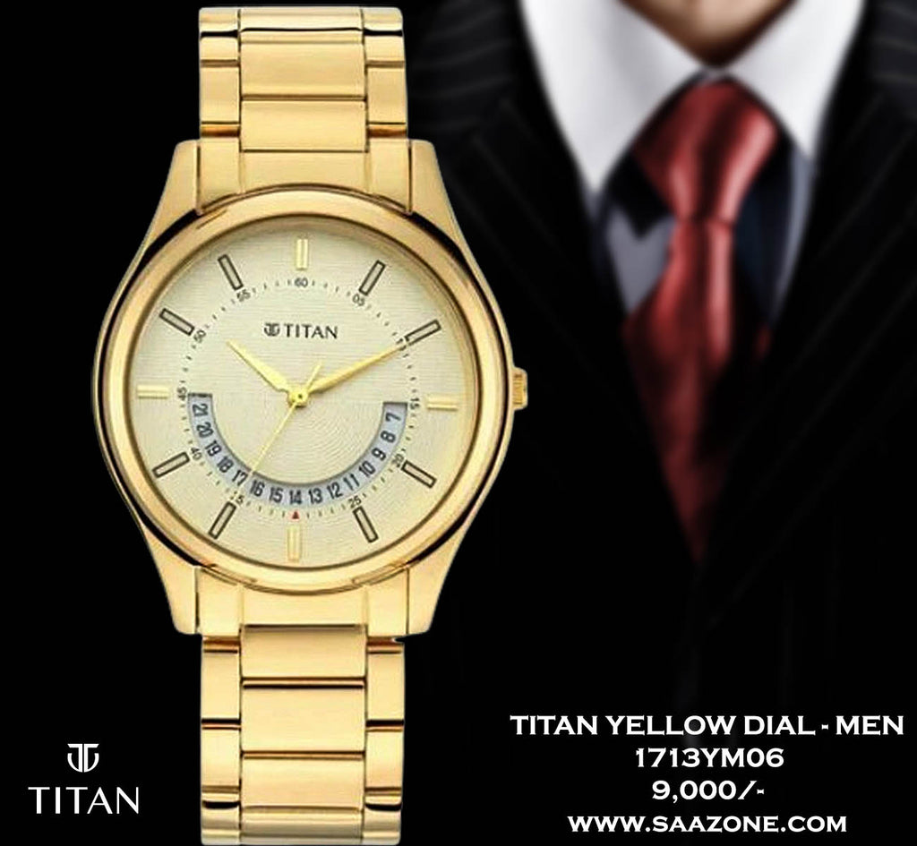 Titan Lagan Yellow Dial for Men 1713YM06