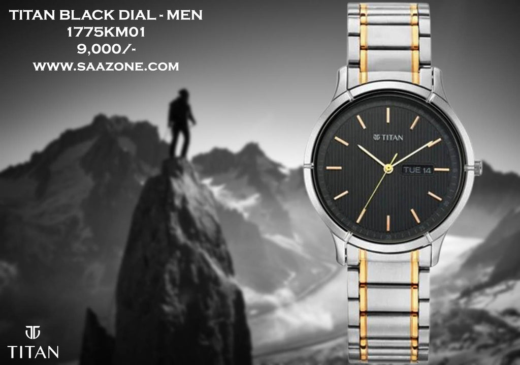Titan Quartz Black Dial for Men 1775KM01