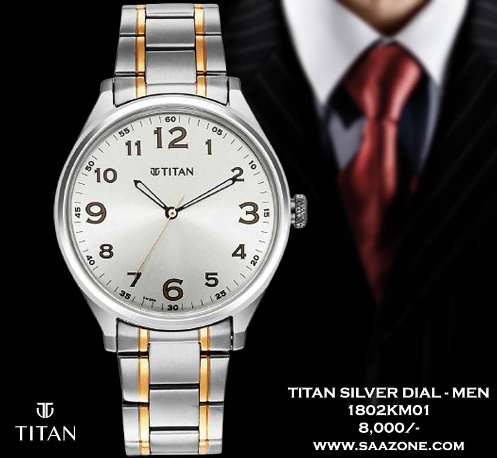 Titan Quartz Silver White Dial for Men 1802KM01