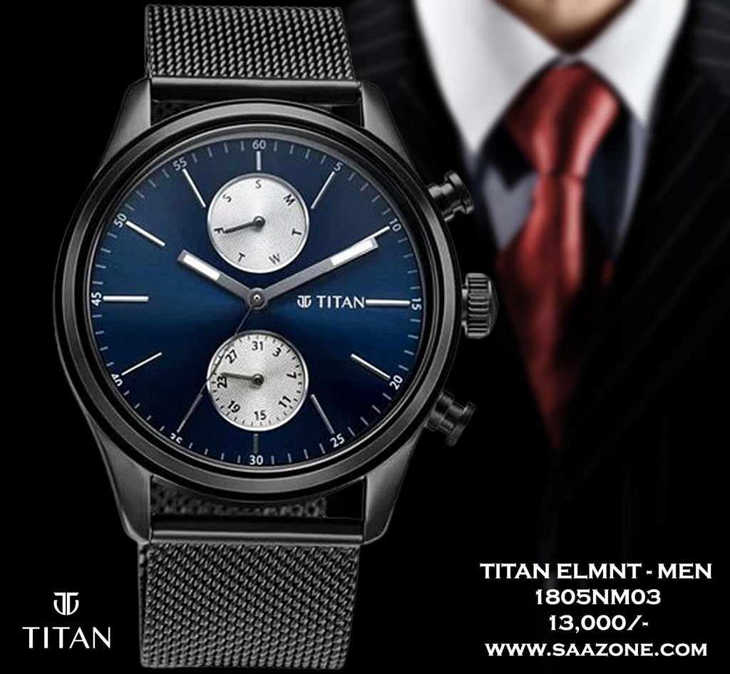 Titan Elmnt Black Dial for Men 1805NM03