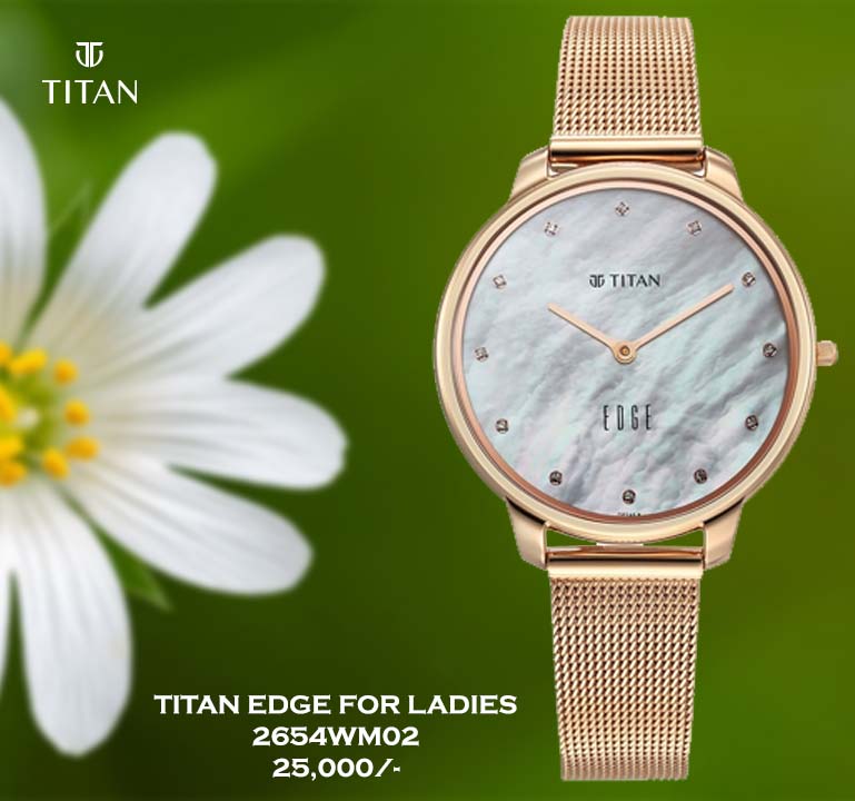 Titan Edge Metal Mother Of Pearl Dial for Ladies 2654WM02