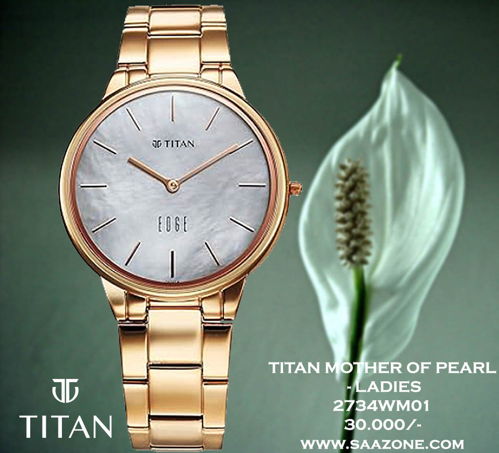 Titan Edge Metal Mother Of Pearl Dial for Ladies 2734WM01