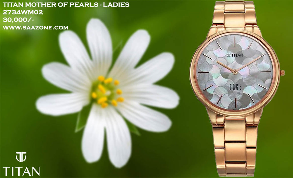 Titan Edge Metal Mother Of Pearl Dial for Ladies 2734WM02