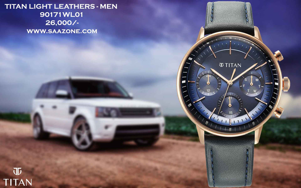 Titan Light Leathers Blue Dial for Men 90171WL01