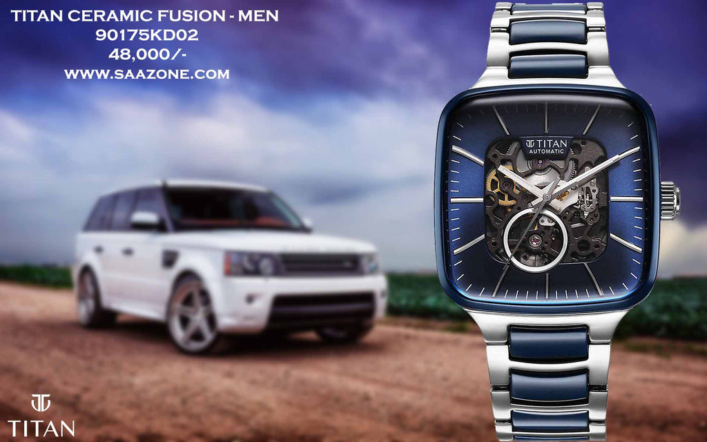 Titan Ceramic Fusion Automatic Square Blue Dial for Men 90175KD02