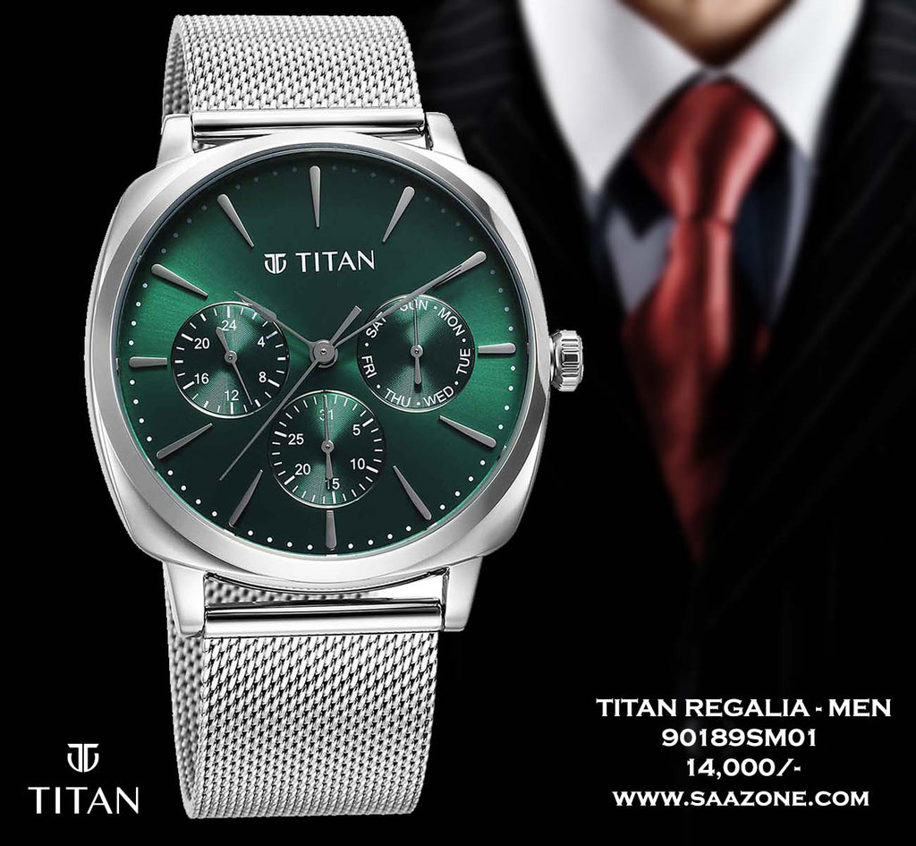 Titan Classique Suave Quartz Green Dial for Men 90189SM01