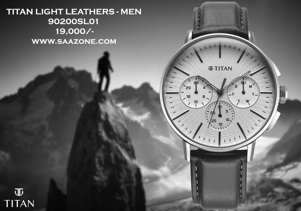 Titan Light leathers Silver Dial For Men 90200SL01