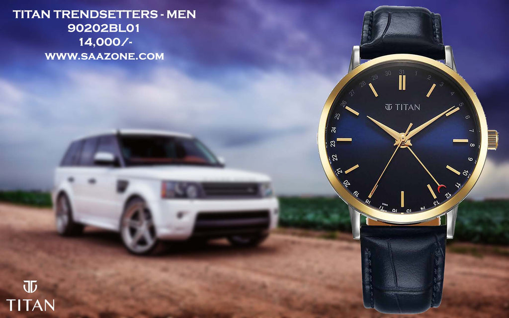 Titan Elegance Analog with Date for Men 90202BL01