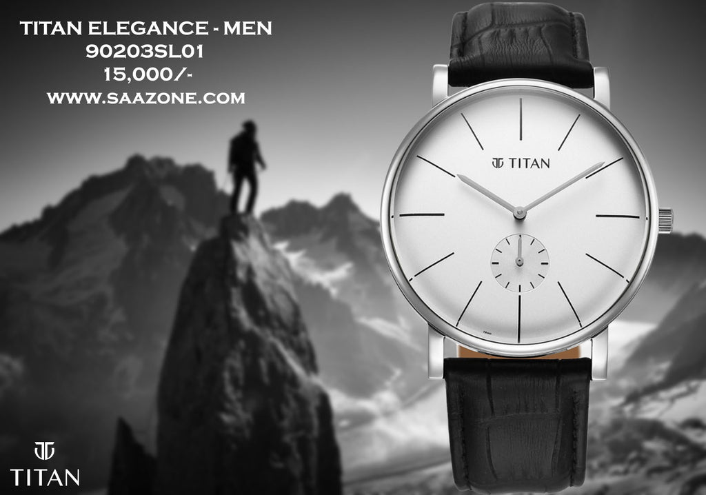 Titan Elegance Black Leather Strap for Men 90203SL01