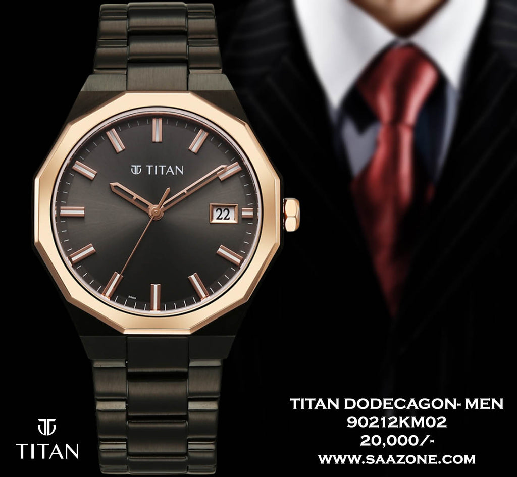 Titan Regalia Dodecagon Quartz Grey Dial For Men 90212KM02