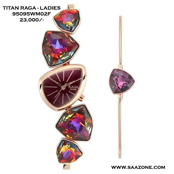 Titan Raga I Am Maroon Dial Women Watch With Metal Strap 95095WM02F