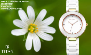 Titan Purple Ceramics White Dial for Ladies 95189KC01