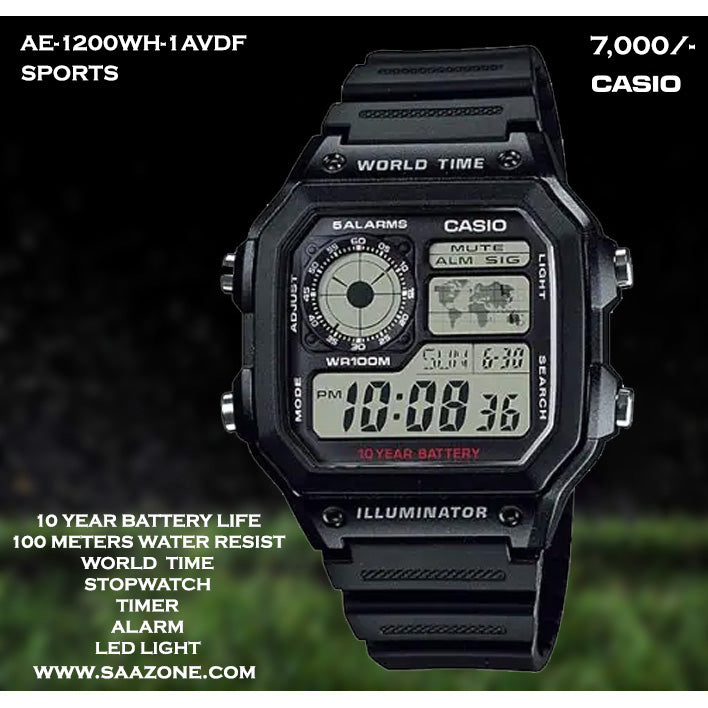 Casio Digital Timepiece AE-1200WH-1AVDF