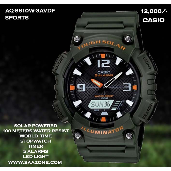 Casio Solar Timepiece for Men AQ-S810W-3AVDF