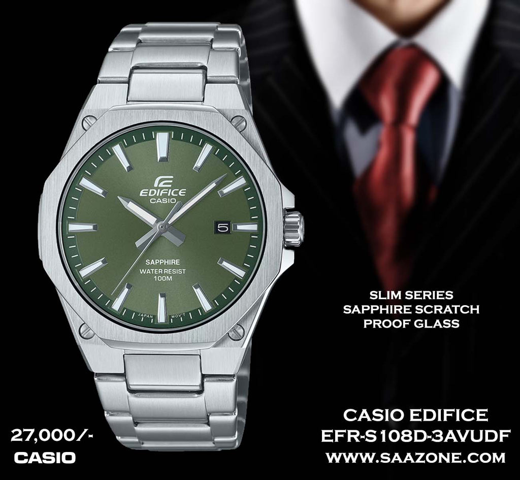 Casio Edifice Series EFR-S108D-3AVUDF - SLIMMEST CASIO EDIFICE