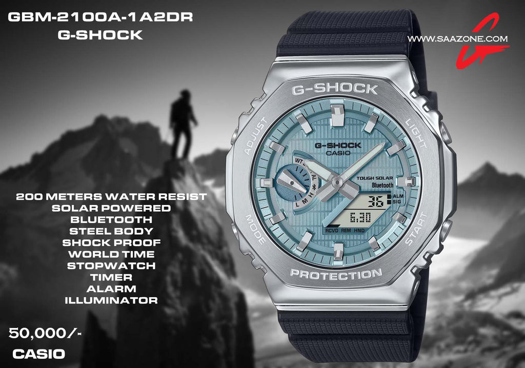 Casio G-SHOCK OAK SERIES STEEL BEZEL GBM-2100A-1A2DR - SOLAR POWERED
