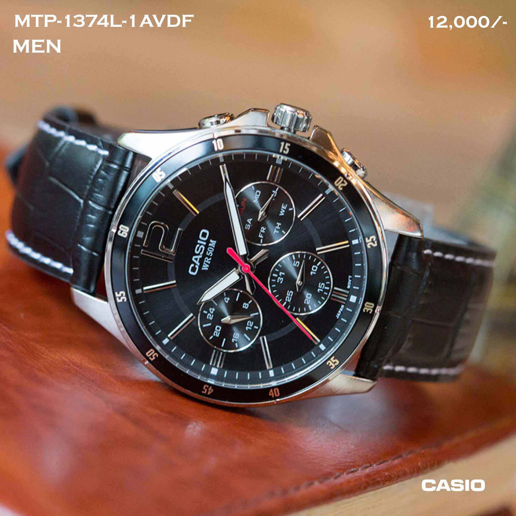 Casio Exclusive Leather Timepiece for Men MTP-1374L-1AVDF