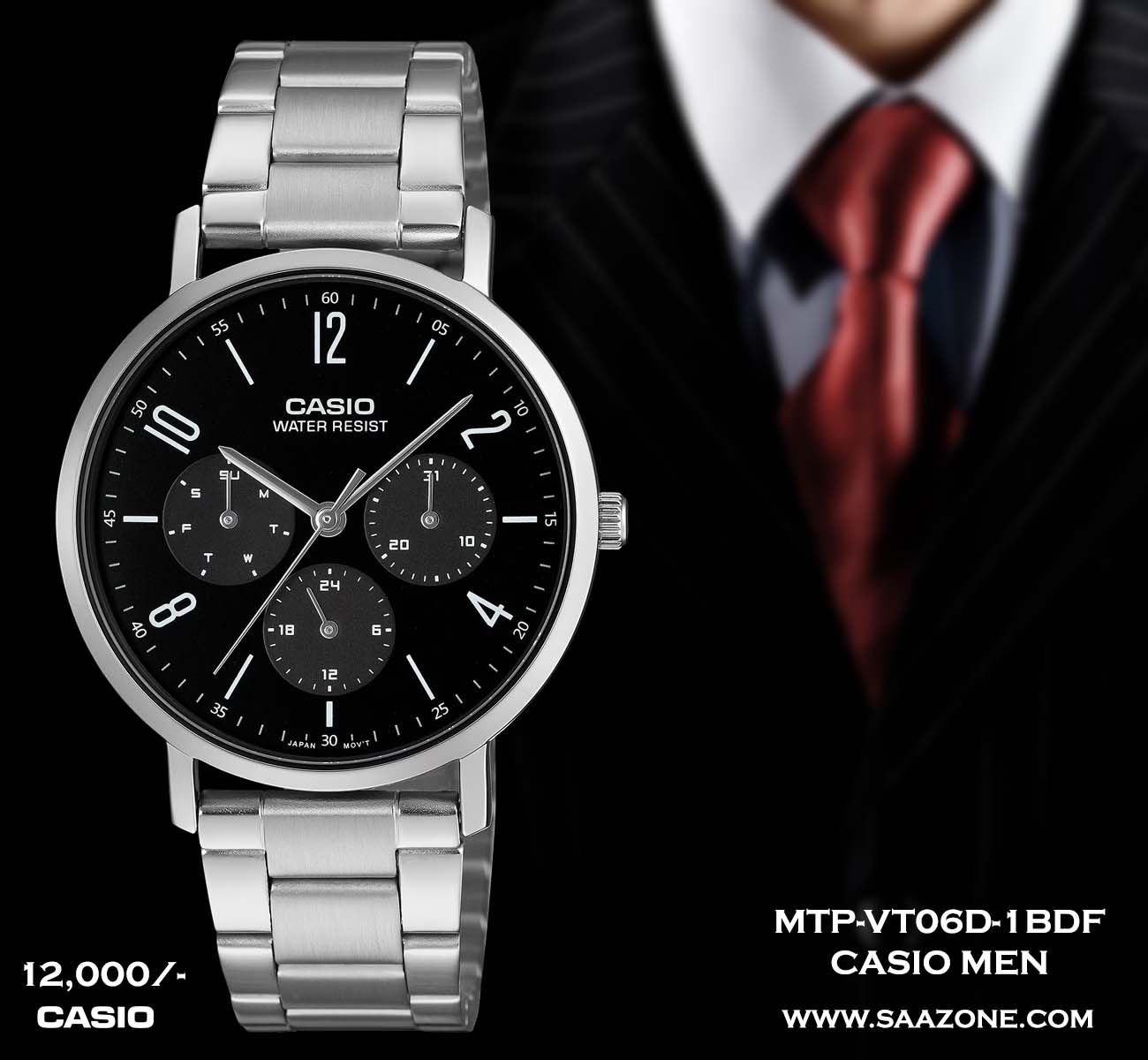 Casio Men Enticer Stainless Steel MTP-VT06D-1BDF – saazone-kenya