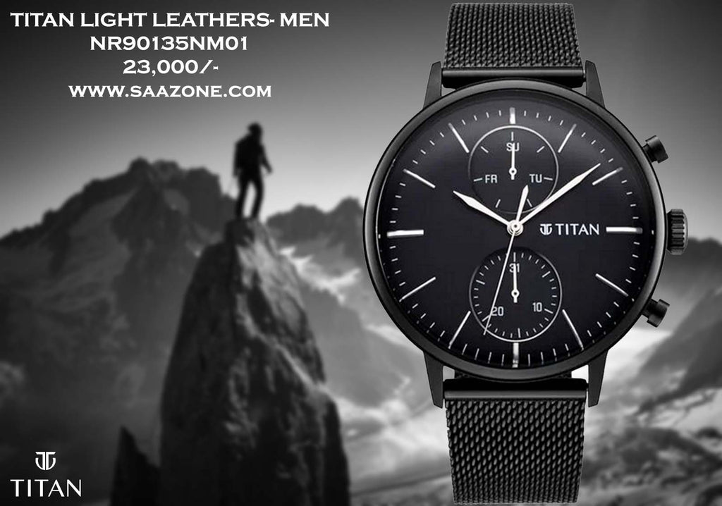 Titan Light Leathers Black Dial for Men 90135NM01