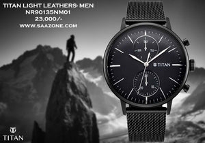 Titan Light Leathers Black Dial for Men 90135NM01