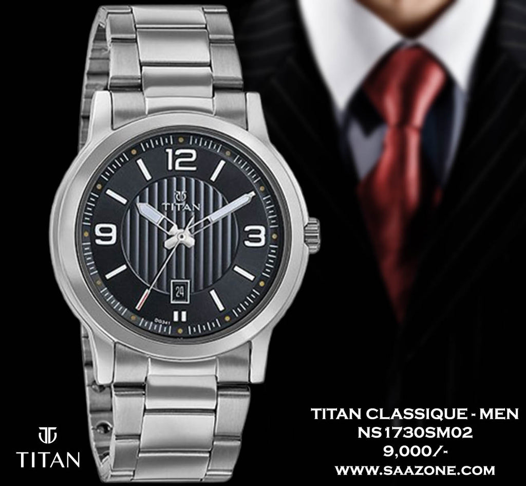 Titan Quartz Black Dial for Men 1730SM02