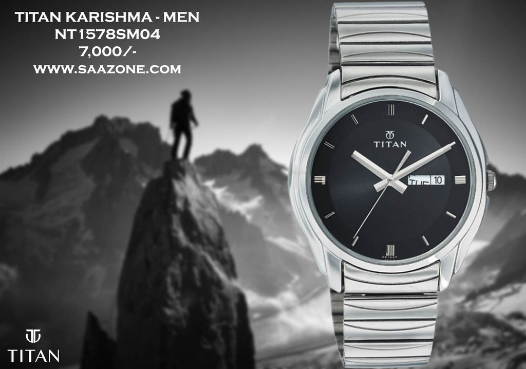 Titan Black Dial for Men 1578SM04