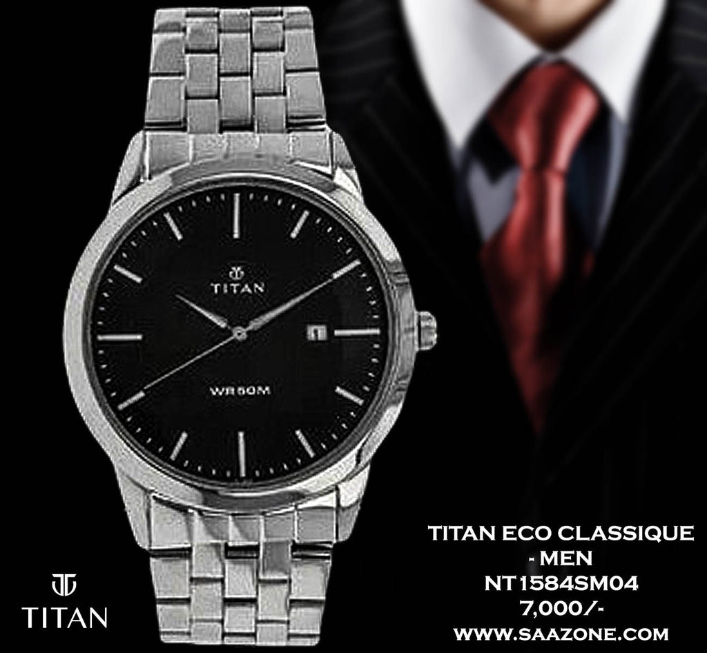 Titan Quartz Black Dial for Men 1584SM04