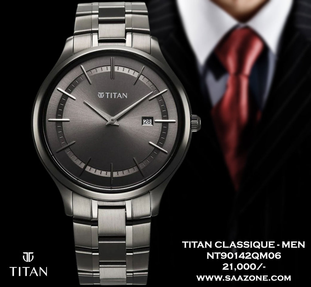 Titan Clasique Slim Grey Dial For Men 90142QM06