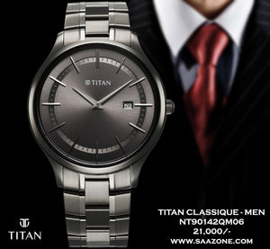 Titan Clasique Slim Grey Dial For Men 90142QM06