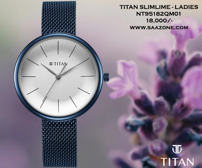 Titan Slimline White Dial for Ladies 95182QM01