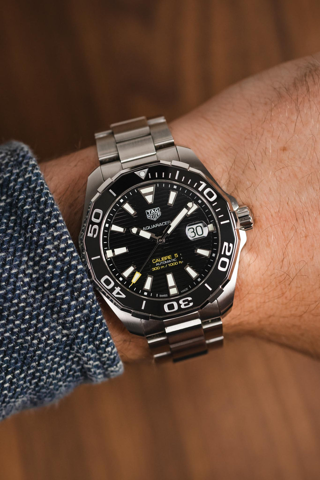 TAG HEUER WAY201A.BA0927 Aquaracer Calibre 5 43mm Automatic Watch - Black Dial