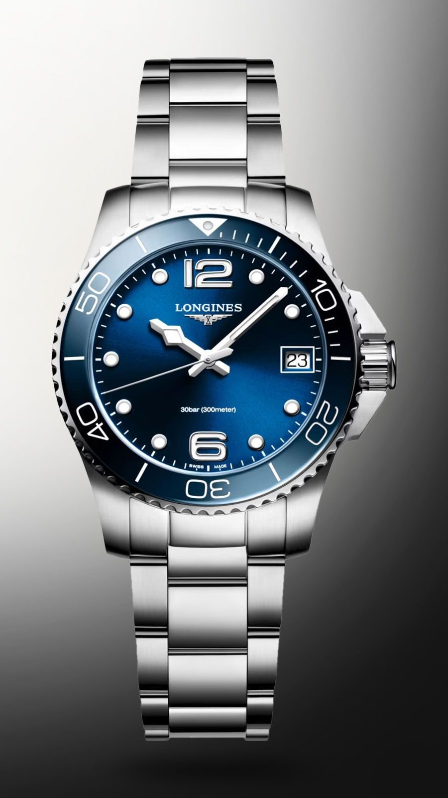 Longines HYDROCONQUEST, L3.370.4.96.6 Quartz Watch 32mm Dial